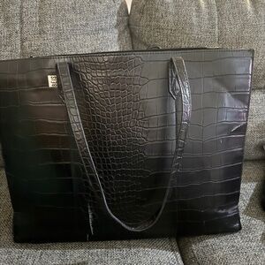 BEIS Black Croc Work Shirt Tote Bag
